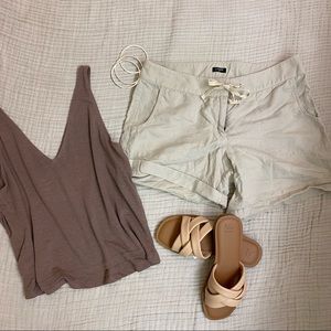 J Crew Linen roll up shorts